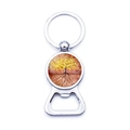 Detail of tree of life charm on a polished silver metal bottle opener keychain - Golden Lush Tree Of Life (JY006597-4)
