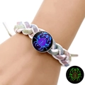 Luminous braided Cancer zodiac bracelet featuring a glowing crab symbol and colorful glitter - 4-Cancer