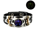 Luminous Libra zodiac bracelet with black braided leather and glowing glass pendant - 7-Libra