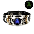 Luminous Scorpio multilayer leather bracelet with glowing zodiac sign and wooden beads - 8-Scorpio
