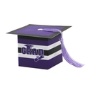 Scatola regalo a righe con cappello da laurea e nappa viola per bomboniere per feste - Viola