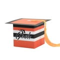 Scatola regalo laurea a strisce arancioni e nere con nappa e scritta Grad - Arancione
