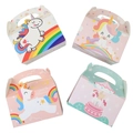Lot de 4 boîtes cadeaux licorne en carton avec poignées pour bonbons et biscuits - Divers Motifs de Licorne