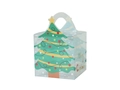 Dettaglio scatola regalo in PVC trasparente con albero di Natale verde e scritta Merry Christmas - Albero di Natale