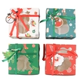 Weihnachts-Cupcake-Boxen-Set mit Fenstern und Bändern in vier festlichen Mustern - Gemischte 4 Designs (12er Pack)