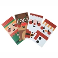 Weihnachtskarten-Set mit Weihnachtsmann, Rentier, Schneemann und Elf auf weißem Grund - Weihnachtskarte im Brieftaschenstil