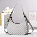 Elegante graue Hobo-Schultertasche mit Monogramm-Muster und verstellbarem Riemen - Grau