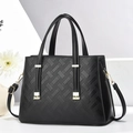 Elegante schwarze Tragetasche mit geometrischer Prägung und goldenen Details für Damen - Geometrischer Gitterpräge-Stil (款式4)