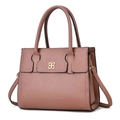 Elegante Handtasche in Altrosa aus Kieselleder mit goldenem Schmetterlingslogo und Gurt - 28x12x22cm / Rosa