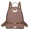 Zaino in tela rosa e marrone stile macaron con grande capacità e ciondolo in metallo oro - 24cmx12cmx28cm / Marrone