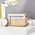 Bolso bandolera macaron minimalista con monedero redondo y correa en beige - Blanco Roto