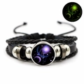Bracciale multistrato in pelle segno Bilancia luminoso con perla di vetro lucida - Bilancia