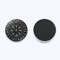 Vorder- und Rückansicht der Wikinger Vegvisir Kompass Kühlschrankmagnete mit Runenschrift - Vegvisir Kompass Schwarzer Stil (JY006546-1)