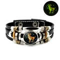 Luminous Aries zodiac sign leather bracelet with glow in the dark charm for women - Aries