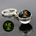 Luminous Virgo zodiac keychain with double-sided glass ball glowing in the dark - Virgo