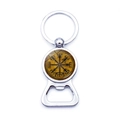 Nordic Viking Compass Vegvisir bottle opener keychain with durable zinc alloy finish - Vintage Yellow Vegvisir Style (JY006541-2)