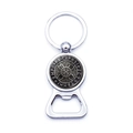 Silver Nordic Viking compass keychain with integrated bottle opener and runes - Celtic Knot and Runes Style (JY006541-3)