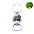 Glow-in-the-dark Alice in Wonderland bottle opener keychain with Cheshire Cat design - 3D Rendered Cat (JY006720-4)