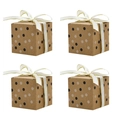 Square kraft gift boxes with gold-edged white ribbons and stylish polka dot patterns - Kraft Printed Polka Dot With Gold Edge Ribbon