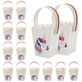 Unicorn party favor bags set of 14 with rainbow handles and wavy edge for birthday gifts - Unicorn-Wave Pattern