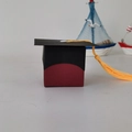 European style graduation cap gift box with red base and yellow tassel for party favors - Burgundy