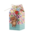 Detailed view of pink heart gift box with a cute brown bear design and hemp rope closure - Green with Bear
