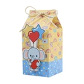 Detail of cartoon blue elephant gift box with paper balloon cards and jute rope bow tie - Blue Elephant
