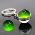 Vista dettagliata del portachiavi luminoso segno Leone con effetto fosforescente verde - Leone