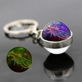 Macro-opname van 3D-lasergegraveerde glazen bol sleutelhanger met lichtgevend effect - Kreeft