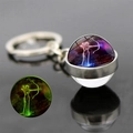 Glow-in-the-dark Sagittarius zodiac glass ball keychain with luminous green night effect - Sagittarius