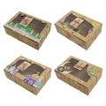 Scatole regalo Eid in carta kraft con finestra, corda e etichette, set da 4 modelli - 4 pezzi/confezione