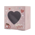 Pink Valentine heart window treat box with cute cat paw prints and Oh! my LOVE text - Pink Cat Heart Window
