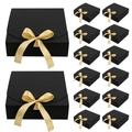 Square black wedding favor gift boxes with elegant gold ribbon bows for party packaging - Black