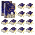 Geschenkbox-Set für Ramadan mit Mondschloss-Motiv in Blau und Gold und gelben Schleifen - Buchschachtel / Blau