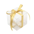 Quadratische transparente PVC-Geschenkbox mit goldener Satinschleife für Süßigkeiten - Transparente Quadratische Box Und Goldband