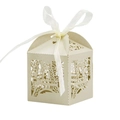 Scatola regalo in carta avorio tagliata al laser con design Tour Eiffel e nastro bianco - Avorio