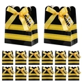 Set di scatole regalo a tema ape con strisce nere e gialle, fiocco e tag Sweet - Scatola Ape a Strisce Gialle e Nere