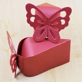 European style red laser-cut butterfly candy box with pearlescent finish for weddings - Small / Red