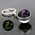 Porte-clés lumineux Verseau avec pendentif en cristal phosphorescent sur anneau argenté - Verseau