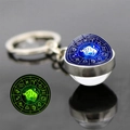 Portachiavi con sfera di vetro zodiaco Toro luminoso con anello d'argento e luce - 3-toro
