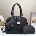 Elegante set di 3 borse nere a righe con borsa tote e dettagli metallici dorati - Nero