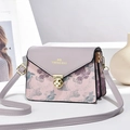 Elegant floral embroidery lavender shoulder bag with three-layer accordion design - Pink