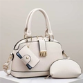 Ensemble de sacs 3 pièces en cuir blanc grainé avec détails dorés élégants - Blanc Cassé