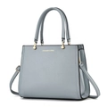 Hellblaue mehrlagige Lederhandtasche mit abnehmbarem Gurt und goldenem Mode-Schriftzug - 28x12x22cm / Blau