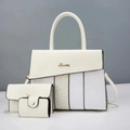 Three-piece white tote bag set with snakeskin texture and perforated leather details - 31x13x24cm (3-Piece Set) / White