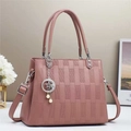 Elegant mauve macrame embossed leather handbag for women with star and moon charm - Dusky Pink