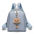 Süßer hellblauer Denim-Rucksack mit großer Kapazität und flauschigem Wolkenanhänger - Himmelblau