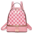 Zaino a scacchi rosa e bianco con cerniere dorate e ampi scomparti per la scuola - 24x12x28cm / Rosso