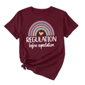 Burgundy round neck T-shirt with REGULATION slogan and stylish side knot detail - Wine Red (White Text)