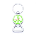 Dettaglio del portachiavi apribottiglie in metallo argento con simbolo della pace e colomba - Simbolo Pace Verde Colomba Rosa (JY006975-6)